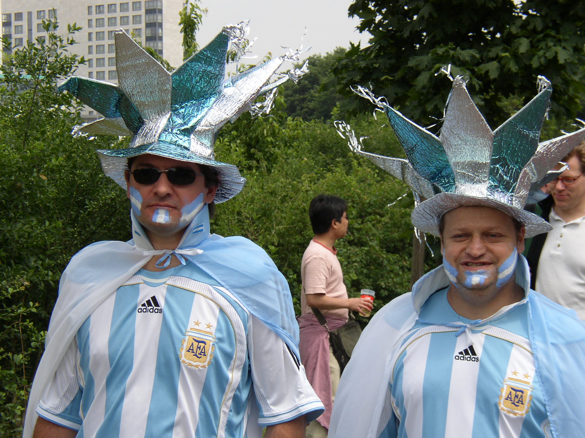 Argentina supporters in blue and white during a World Cup matchday