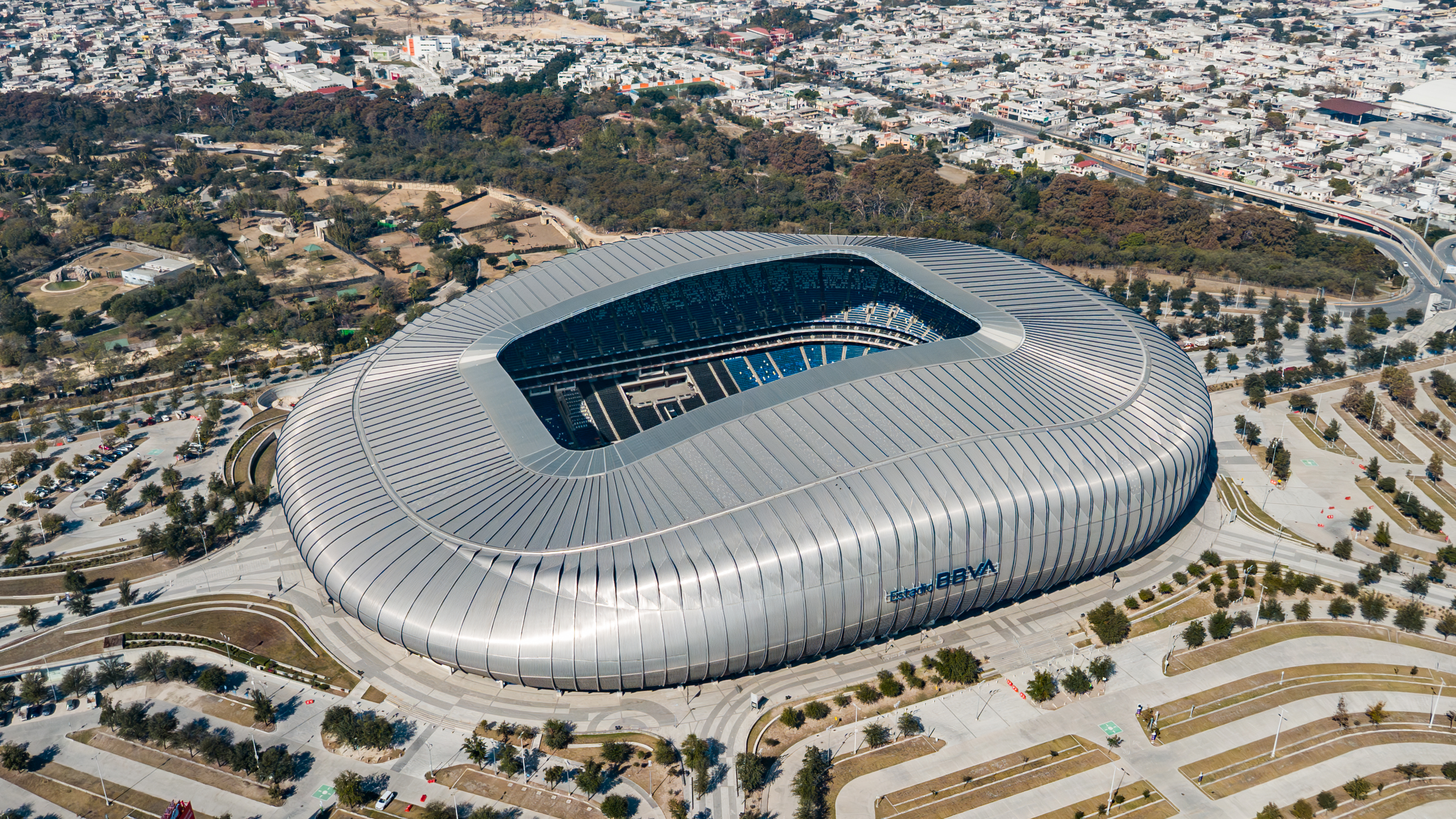 Estadio BBVA in Guadalupe before a major football tournament