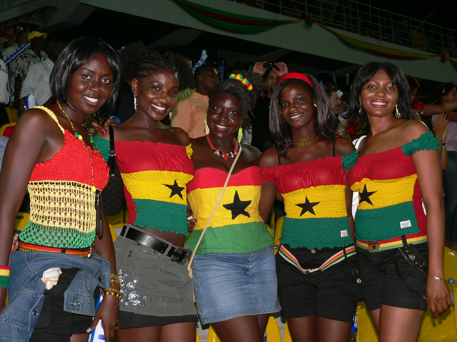 Ghana supporters in Black Stars colors before an international match