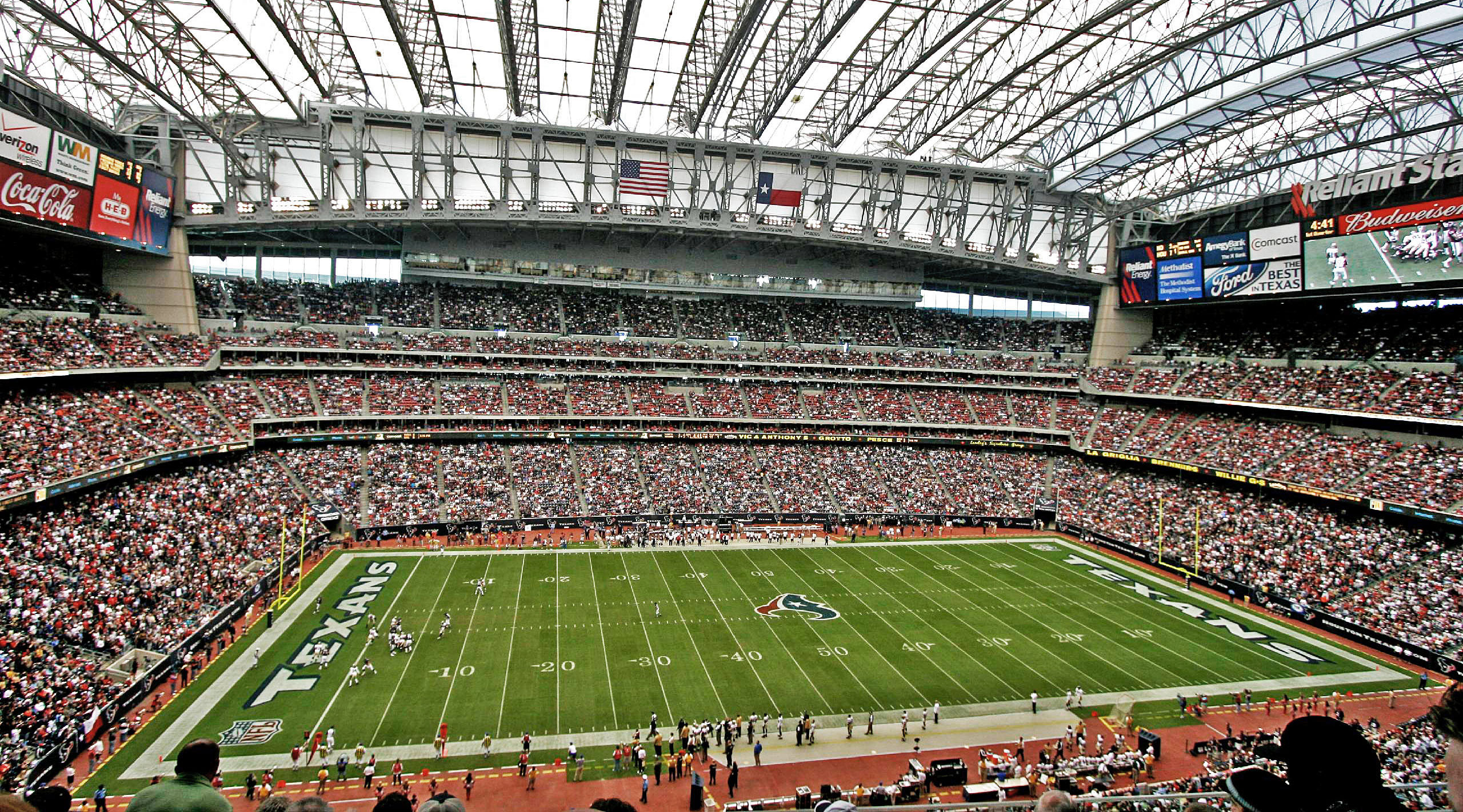 Interior view of NRG Stadium in Houston before a football event