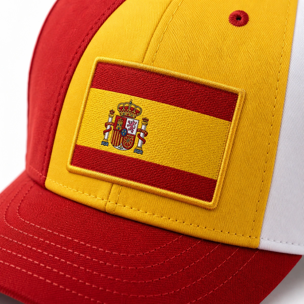 Country color soccer fan cap side view and shape detail