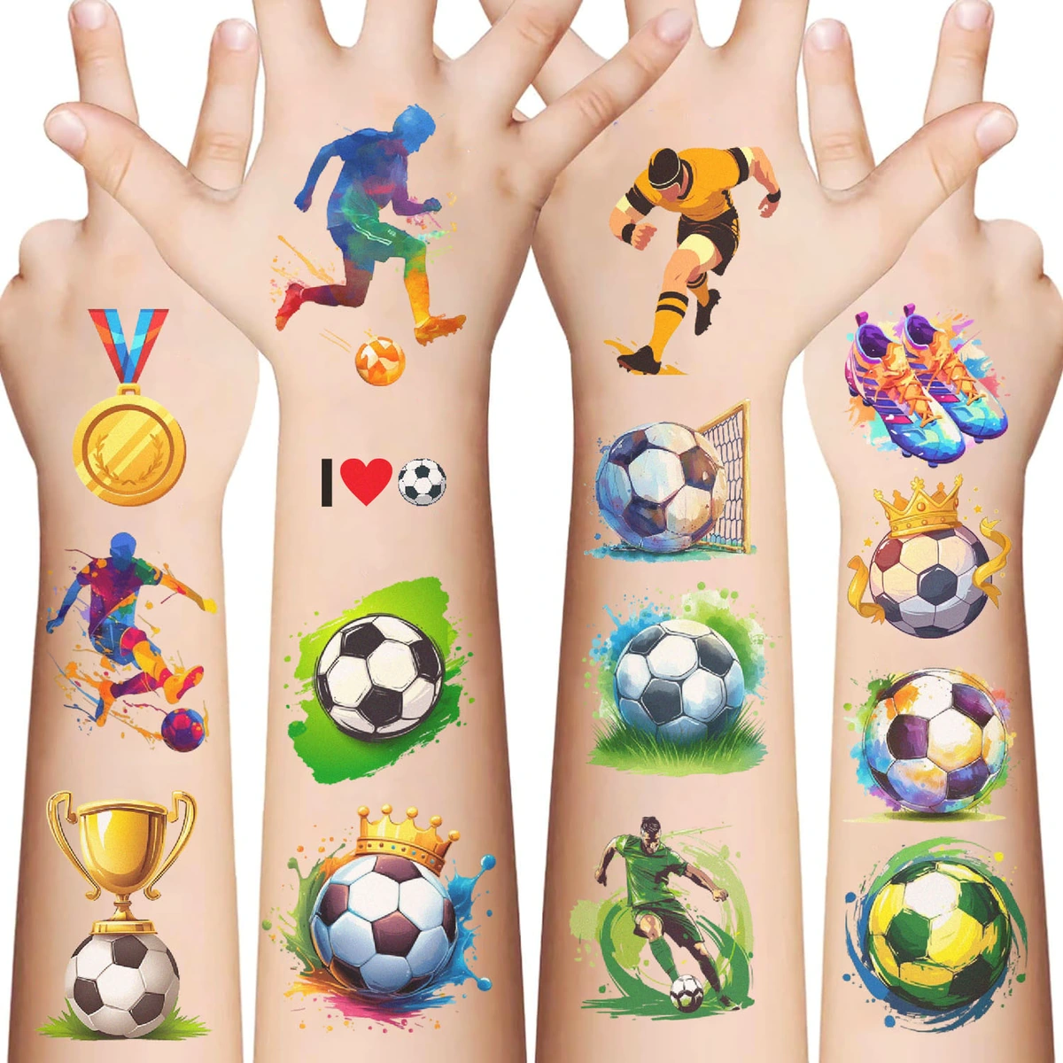 Fan wearing waterproof soccer face stickers