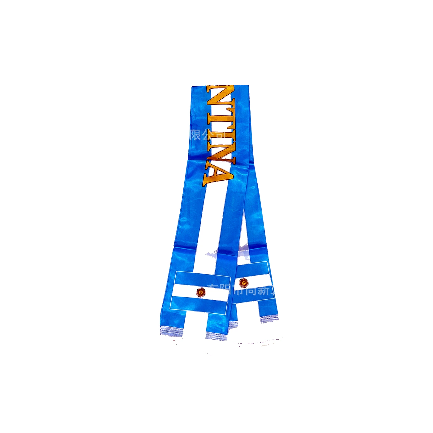 Argentina country-color satin fan scarf on a white background