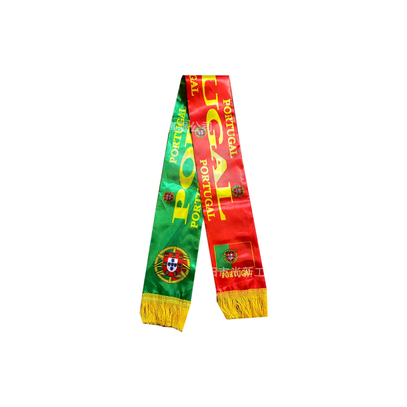 Portugal country-color satin fan scarf on a white background