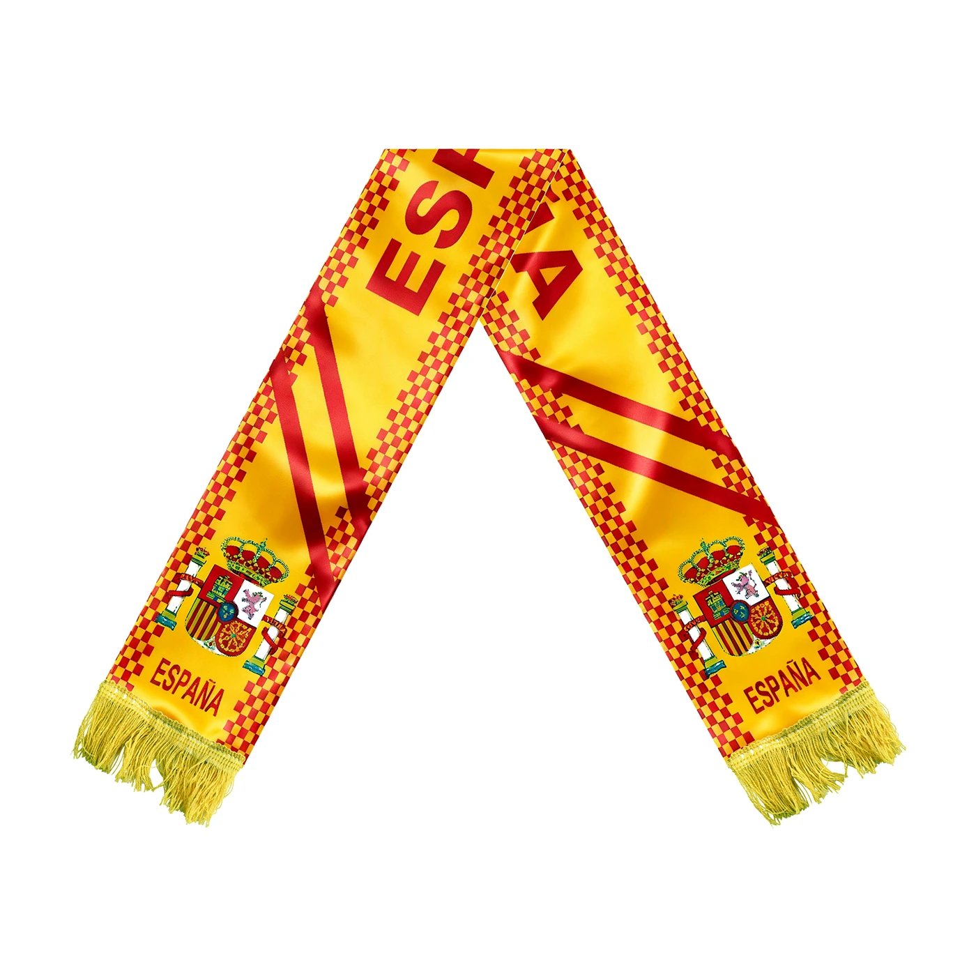 Spain country-color satin fan scarf on a white background