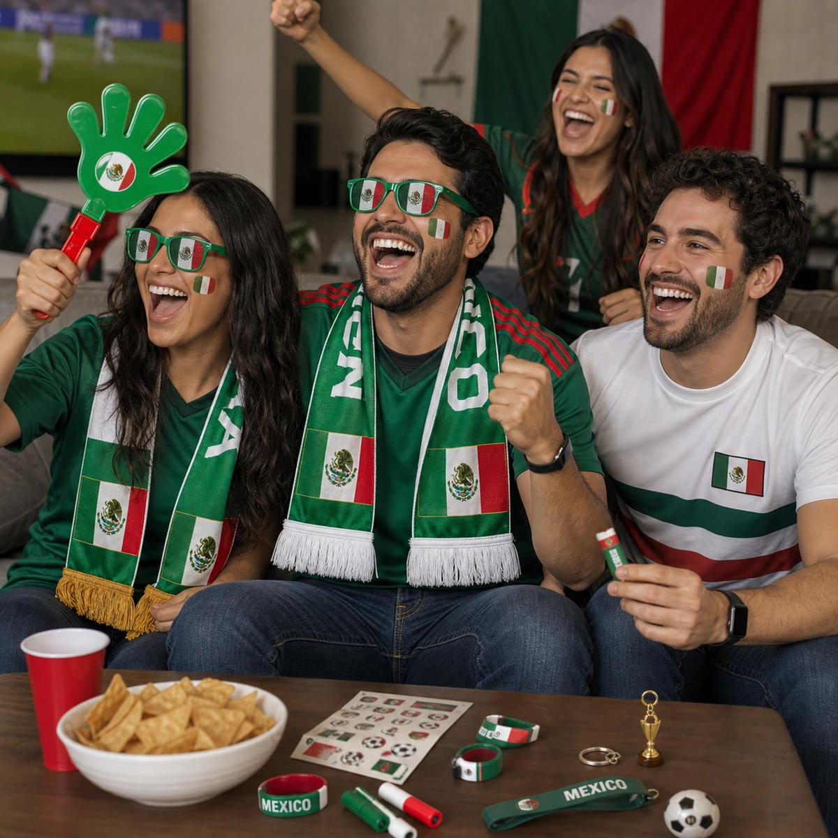 Mexico soccer watch party fan kit with scarf and accessories
