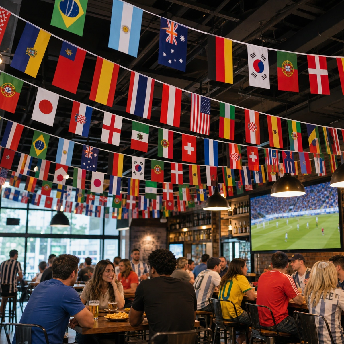 48-Team Soccer Flag Bunting Decor